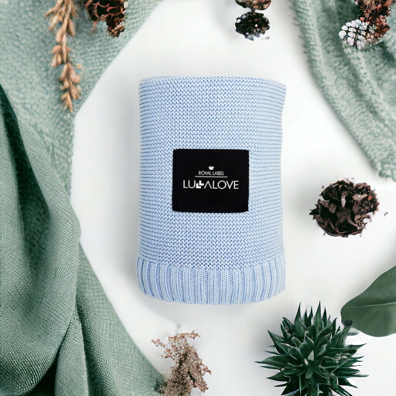 Bambusowy koc klasyczny baby blue - LULLALOVE Szerokość produktu 80 cm