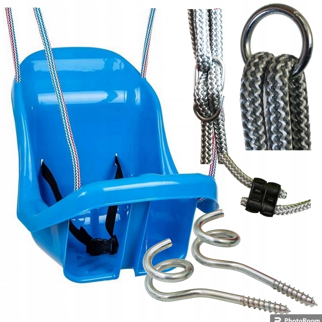 Huśtawka Kubełkowa + kubełek + Metalowe kółka + regulacja + 2 X hak + PASY