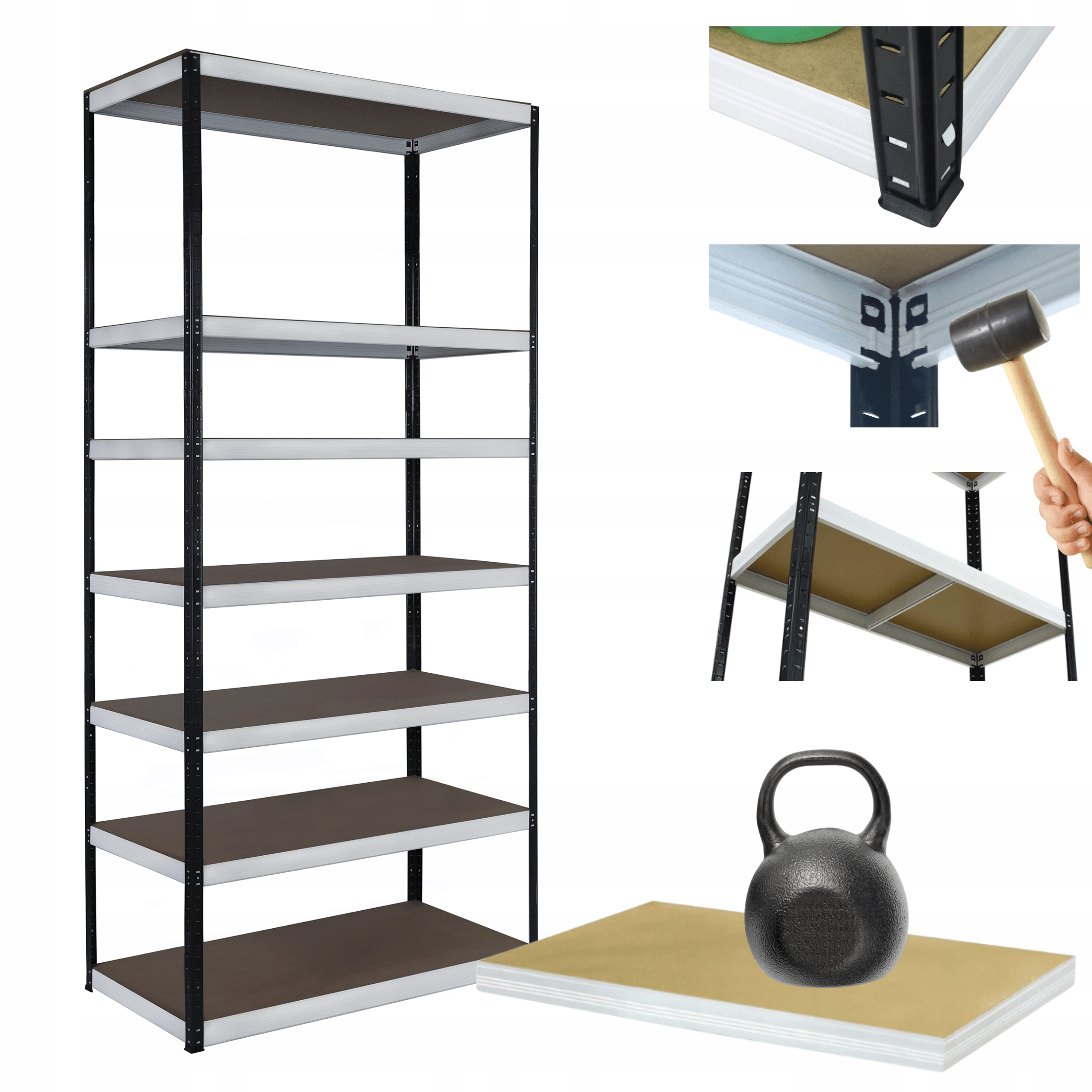 Kovový skladovací regál Helios 270x100x50 cm 7Px175 kg Vysoký Silný