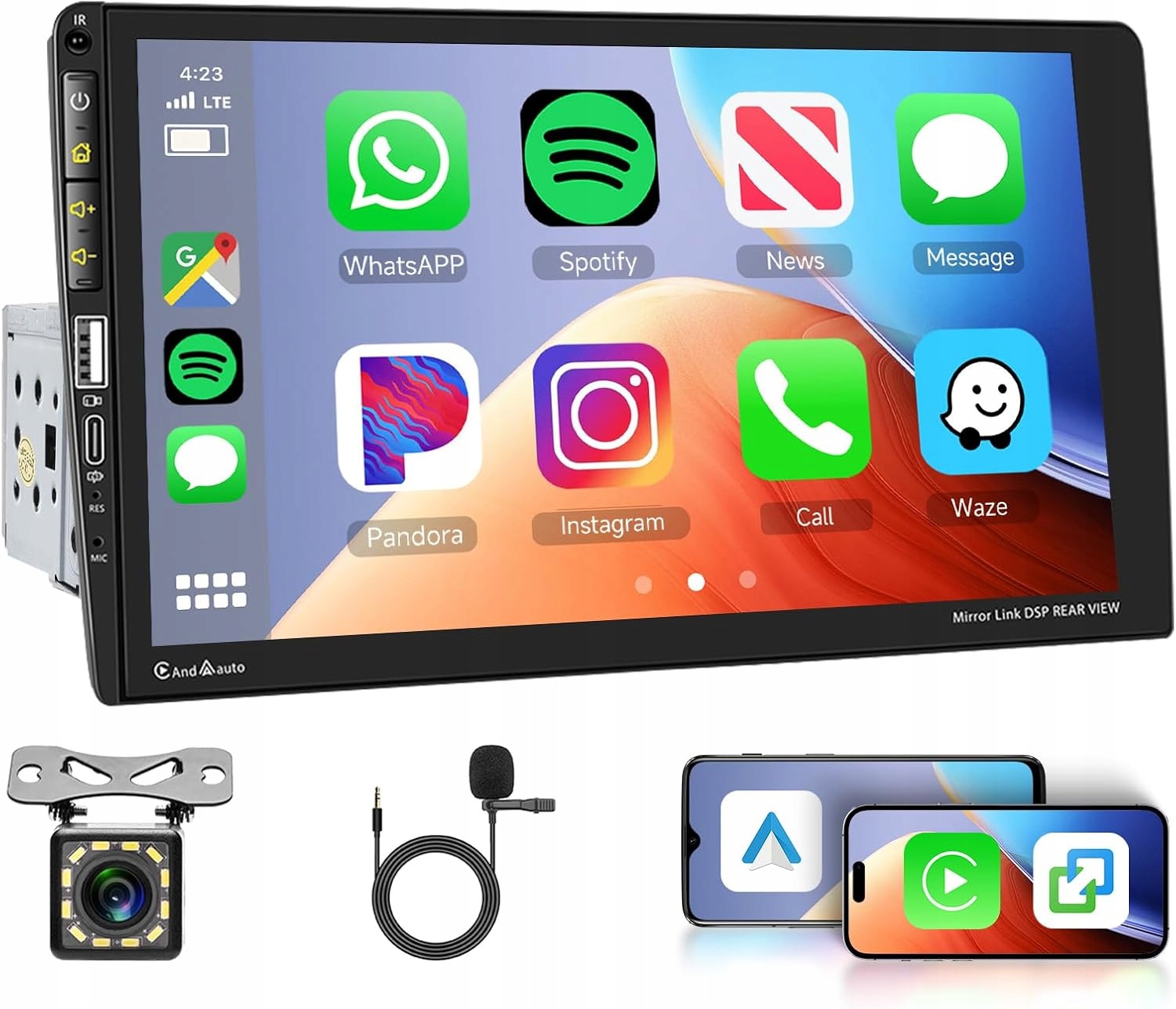 Autorádio Android Carplay Cúvacia Kamera Mikrofón Univerzálny Diaľkový Ovládač
