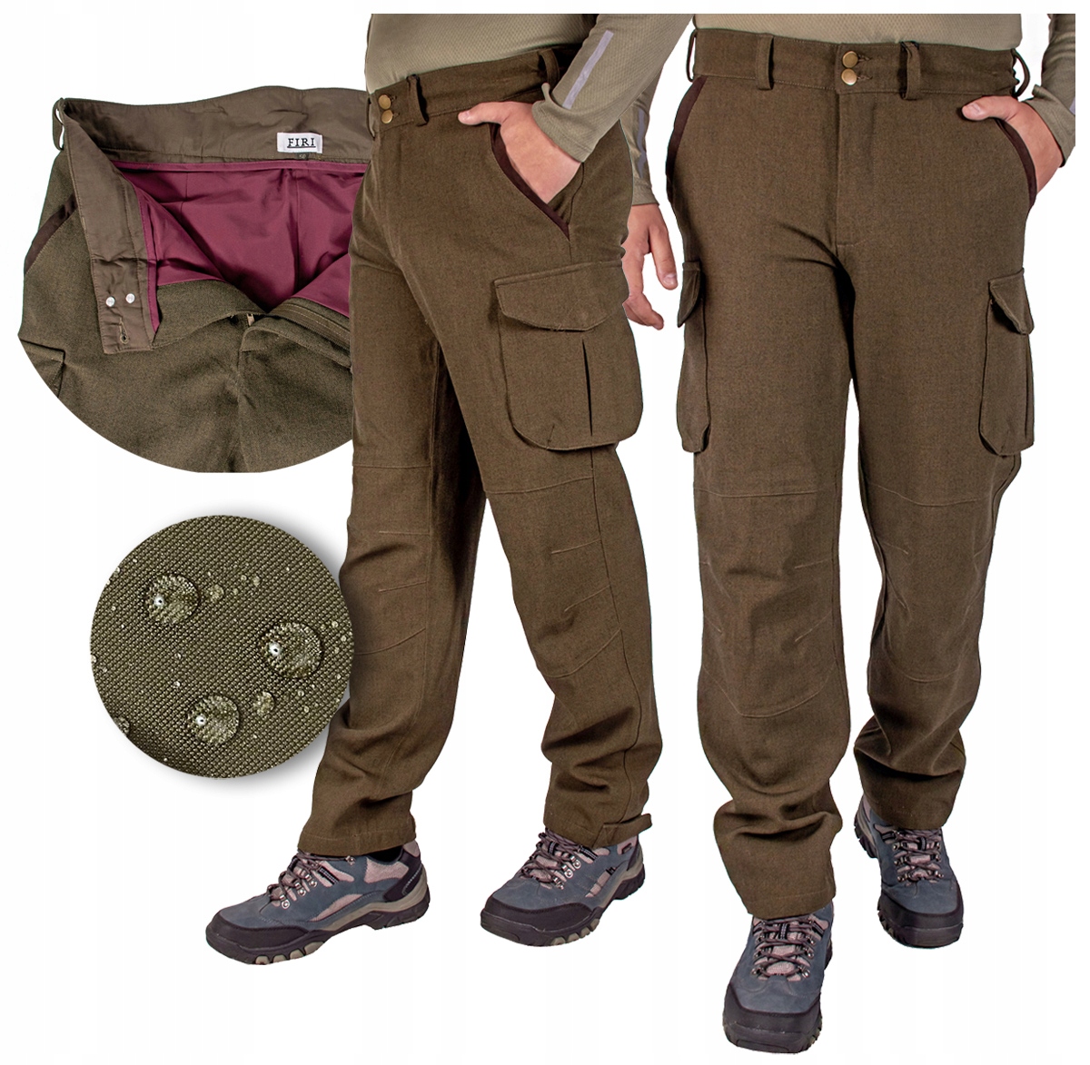 Pánské lovecké bojové kalhoty Voděodolné na lov Firi zelené 52