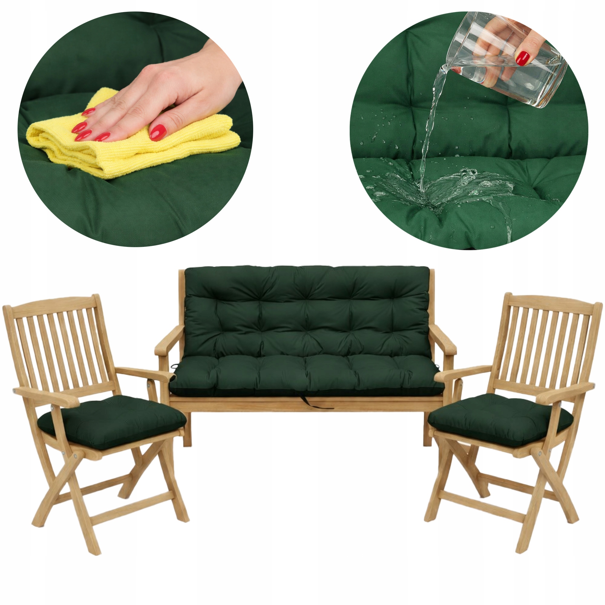 Polštář Voděodolný na zahradní houpačku 180x60x50+2x45/45 Zelená Barva