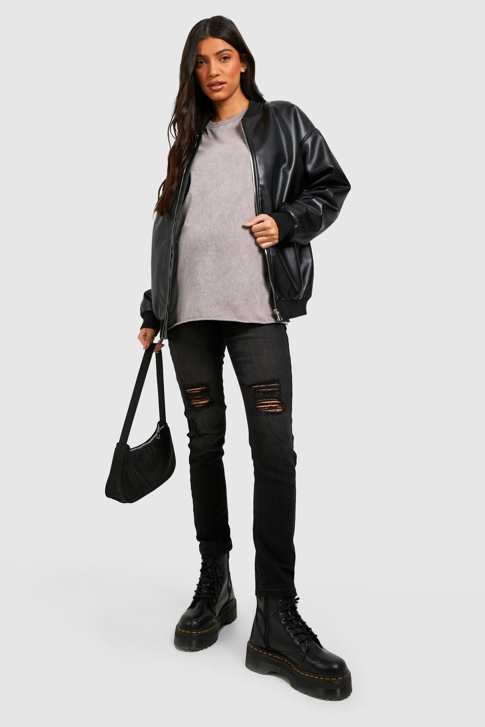 BOOHOO CIĄŻOWE CZARNE SPODNIE RURKI RIPPED 9T7 NG6__M Marka Boohoo