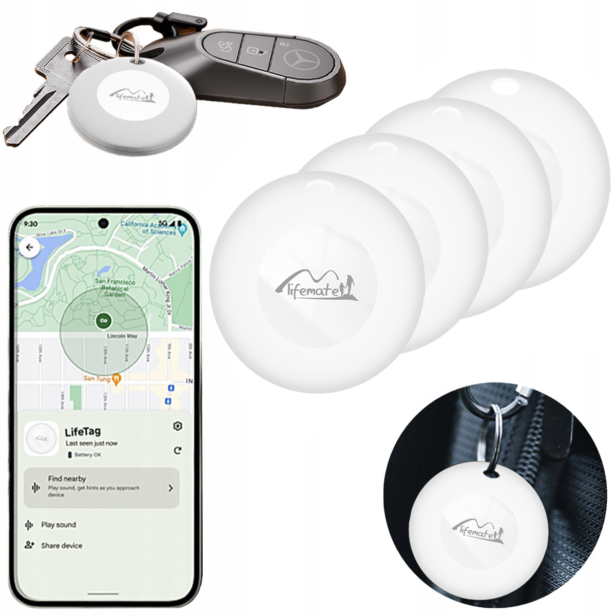 4x Lokalizator Gps Life Tag Android do kluczy obroży psa kota Lifemate