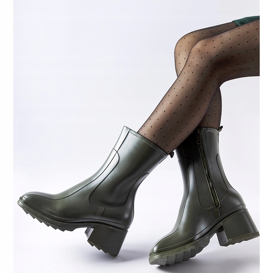 Zielone zapinane kalosze na klocku r.40 Stan opakowania oryginalne