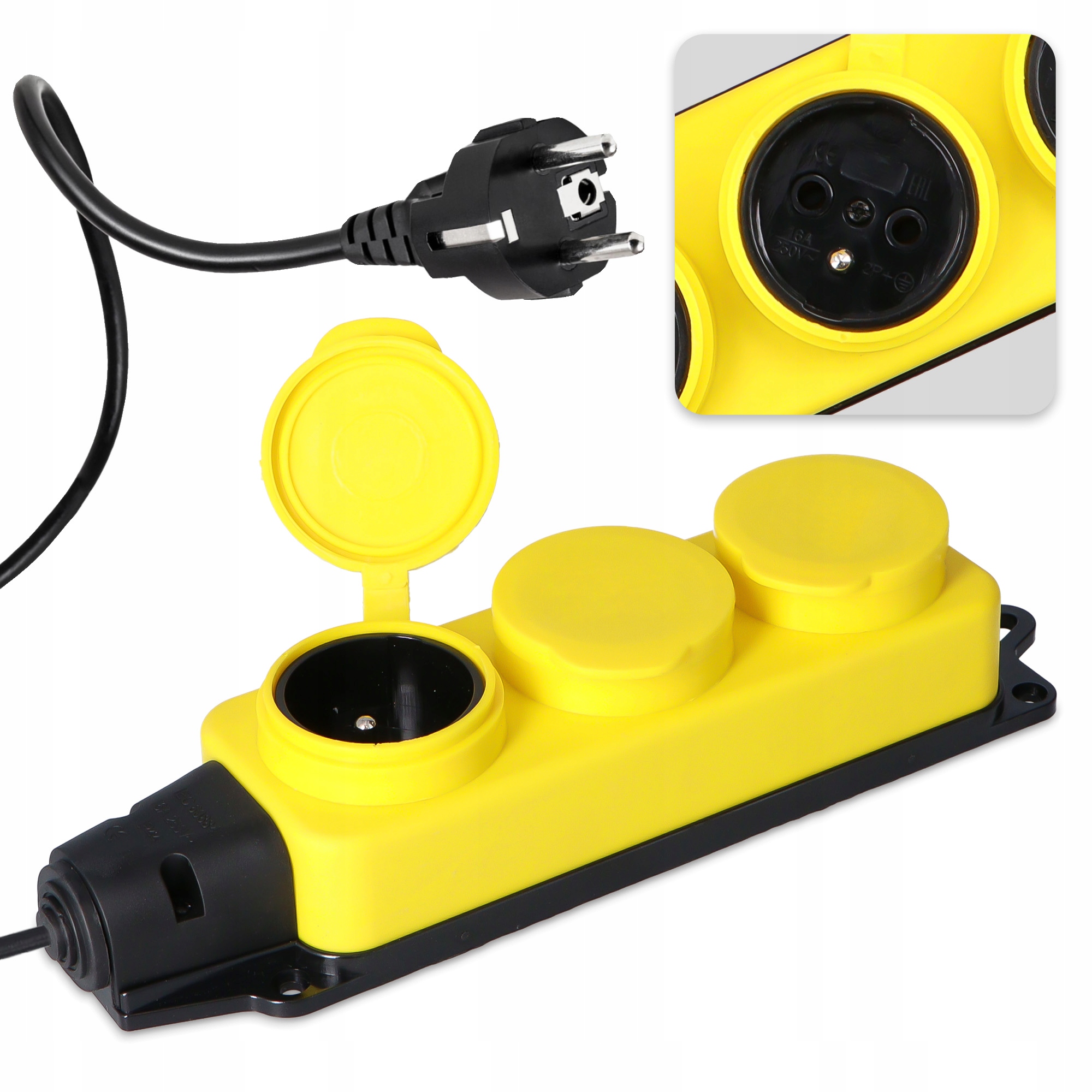 PRZEDŁUŻACZ Trójnik Budowlany Rozgałęźnik LISTWA Gumowa 3x GNIAZDO 16A 230V Marka inna