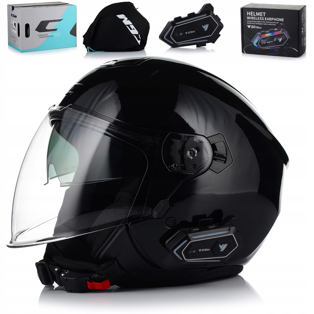 Motocyklová Prilba Cgm 126A Otvorený Skúter Chopper Clona Interkom