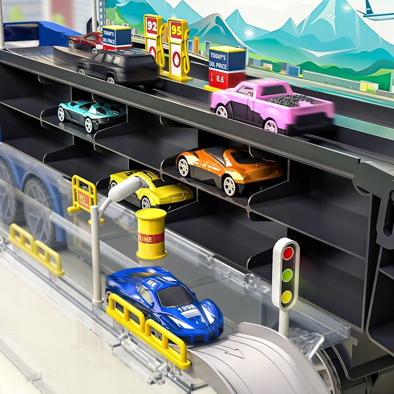 ZESTAW CIĘŻARÓWKA TRANSPORTER WALIZKA NA RESORAKI LAWETA 10 AUTKA + AKC Marka Pozostałe