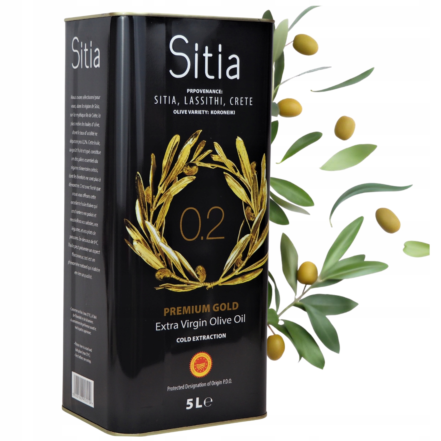 Grecka Oliwa Z Oliwek Extra Virgin Sitia 5L 0,2% Premium Kreta data 01/28