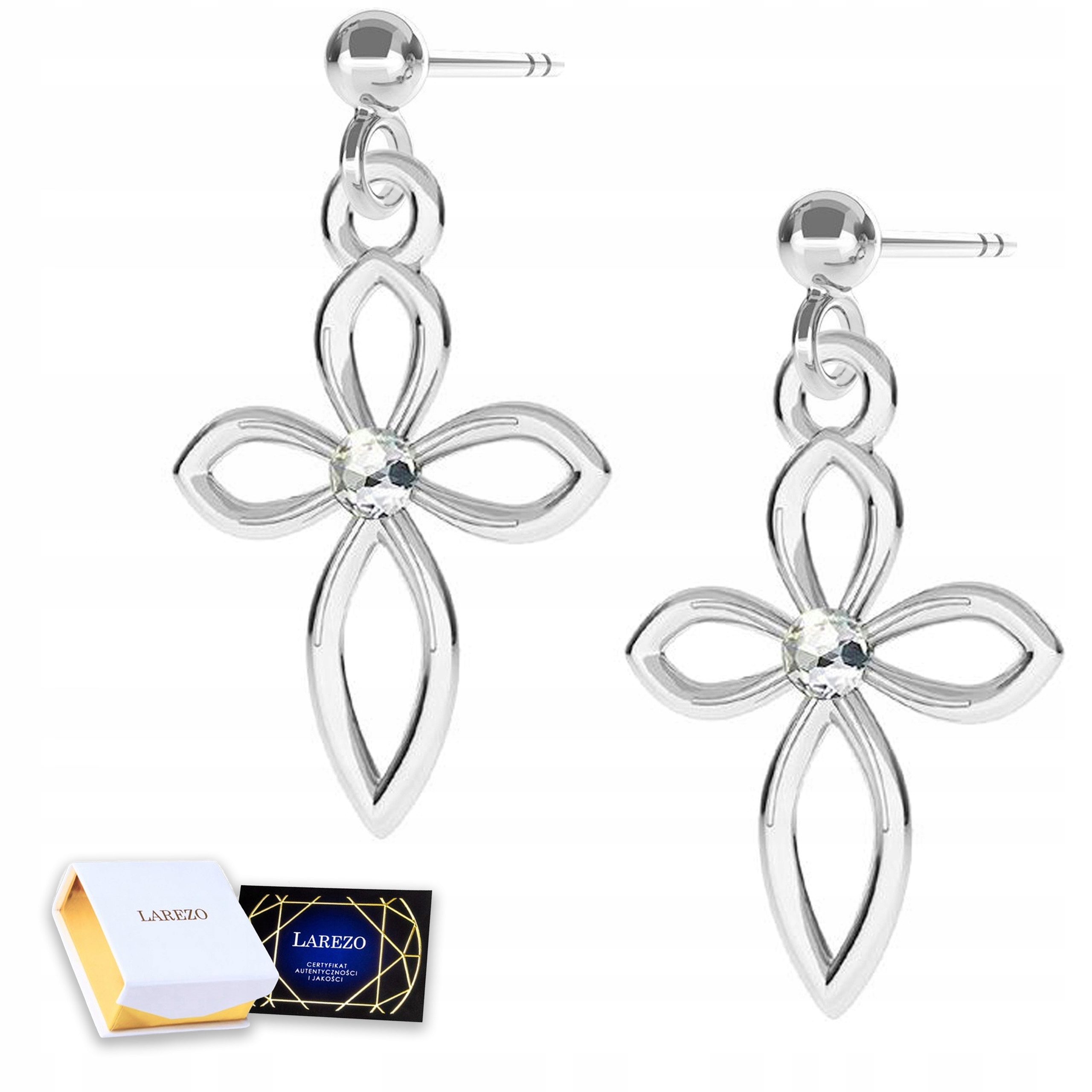 Stříbrné Náušnice Křížky s křížkem na tyčinkách Kříže Kříž Plech 925