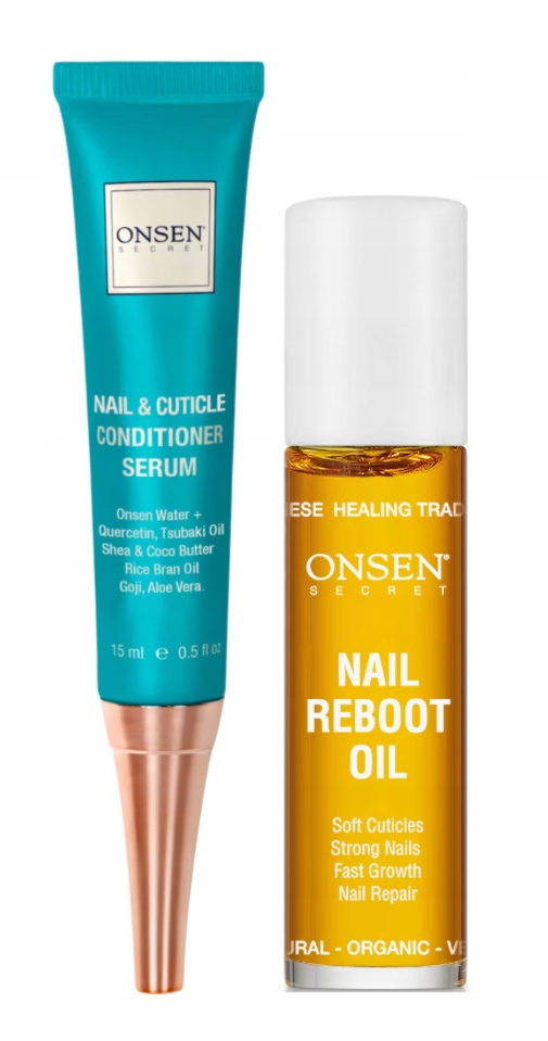 Onsen Secret Kondicionér: sérum a olej na regeneraci nehtů, sada 2 ks