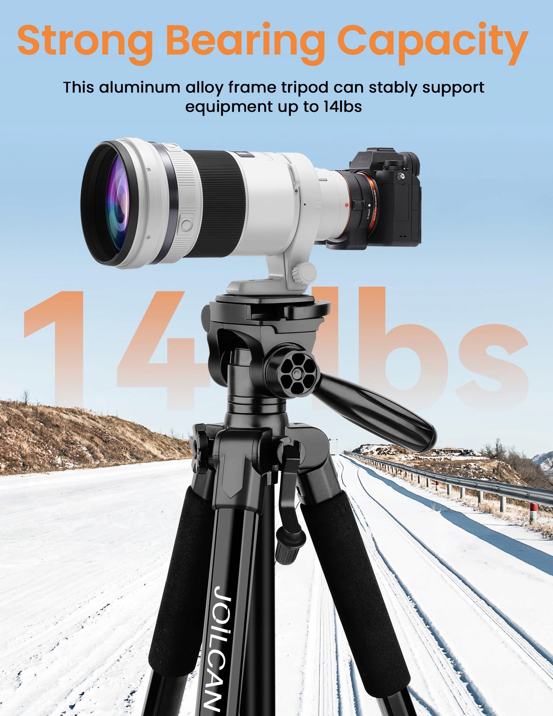 JOILCAN Statyw Aluminiowy 190cm Do Aparatów Canon Nikon i Smartfonów — miniatura 6