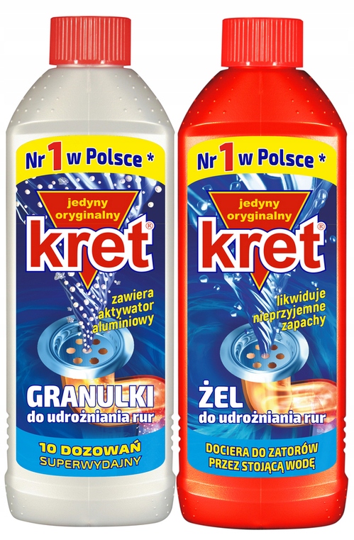

Kret Granulki do udrożniania rur 400g Żel 500g