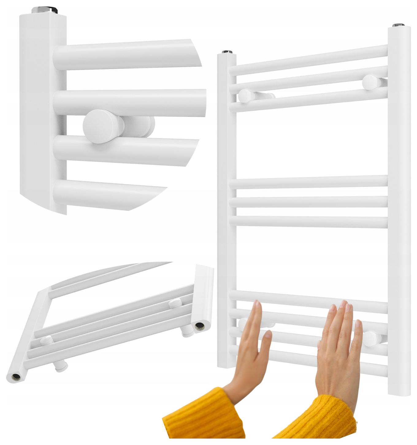 Koupelnový Radiátor Bílý Žebříkový 50x70 cm Radiátor Montáž 180° Breno