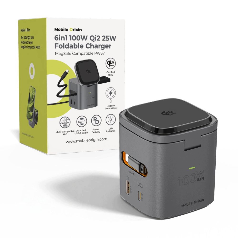 Mobile Origin nabíjačka Usb-c Aw Pd 100W Qi2 25W MagSafe 6v1 PW37