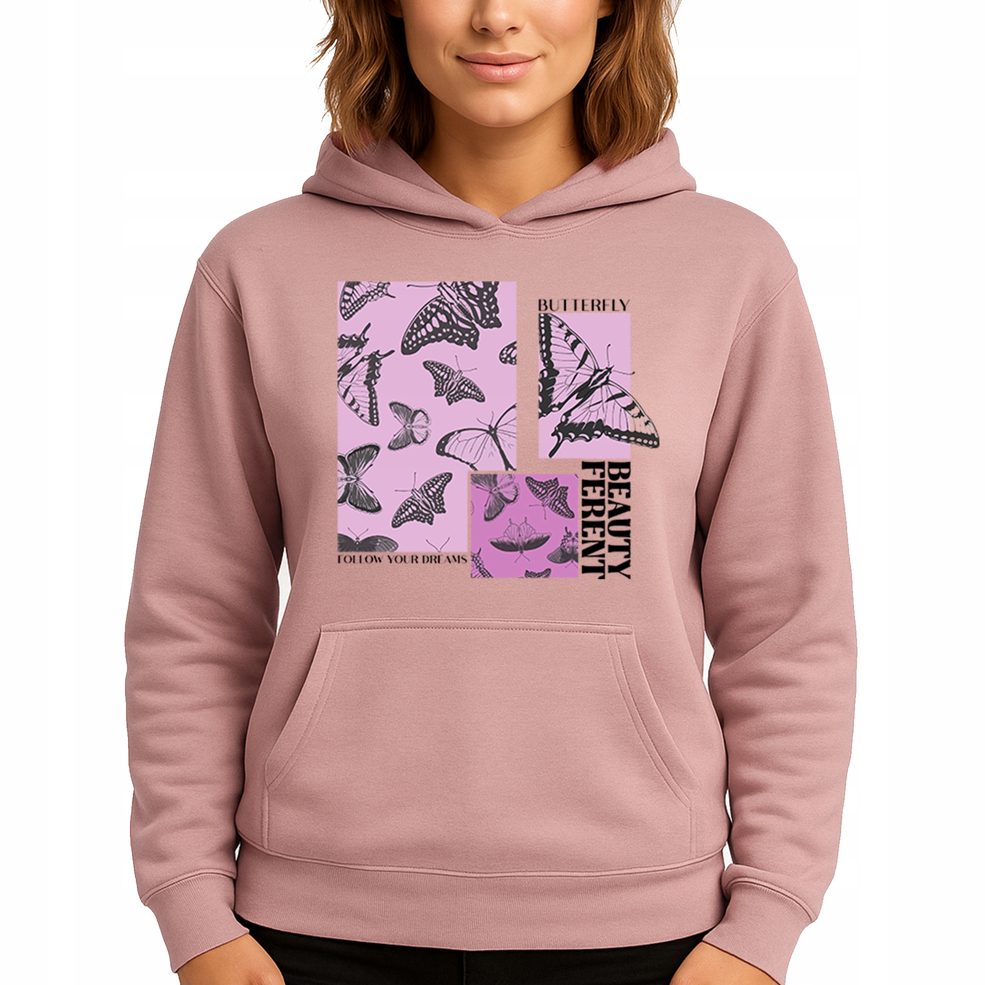 Mikina Růžová Hoodie S Kapucí Dárek Pro Ni Beauty Ferent S
