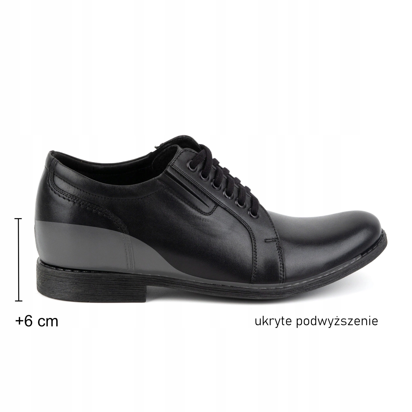 Pánské kožené vyvýšené boty 6 cm P24 černé 44