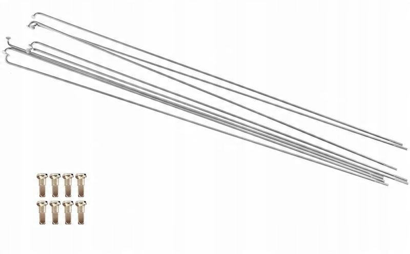 

Szprychy srebrne 244mm + nyple 8szt szprycha nypel