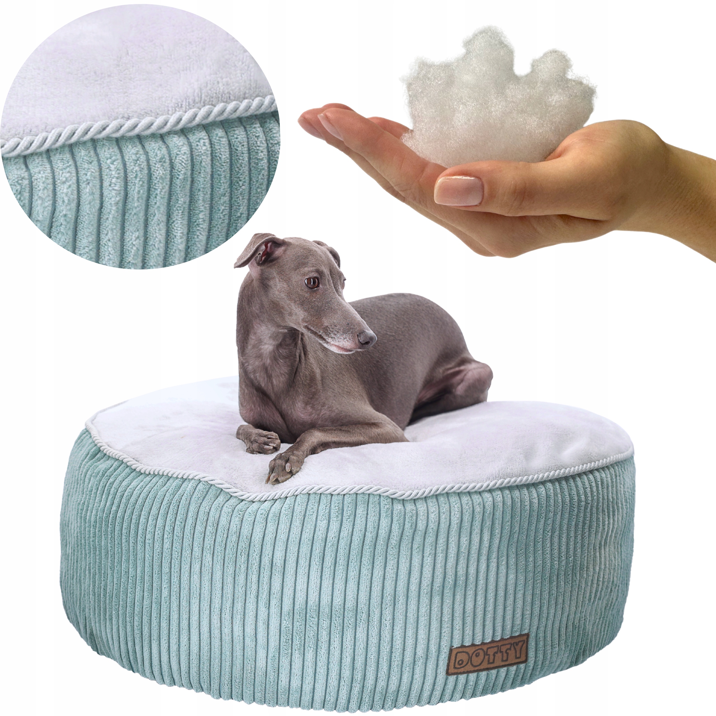 Kulatá taburet polštář pro psa kočku, měkké pelíšek potah Dotty plyš