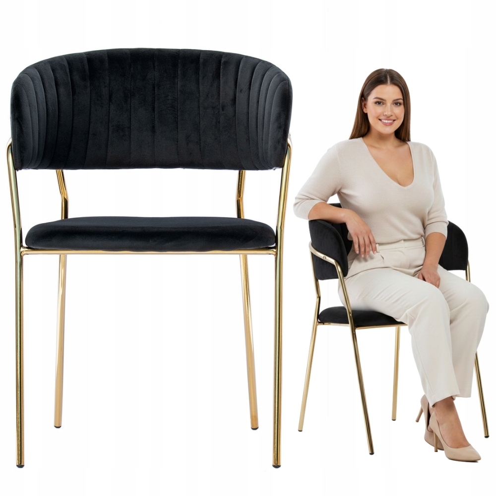 Čalouněná Kuchyňská Sametová Židle Moderní Glamour Černá Velvet