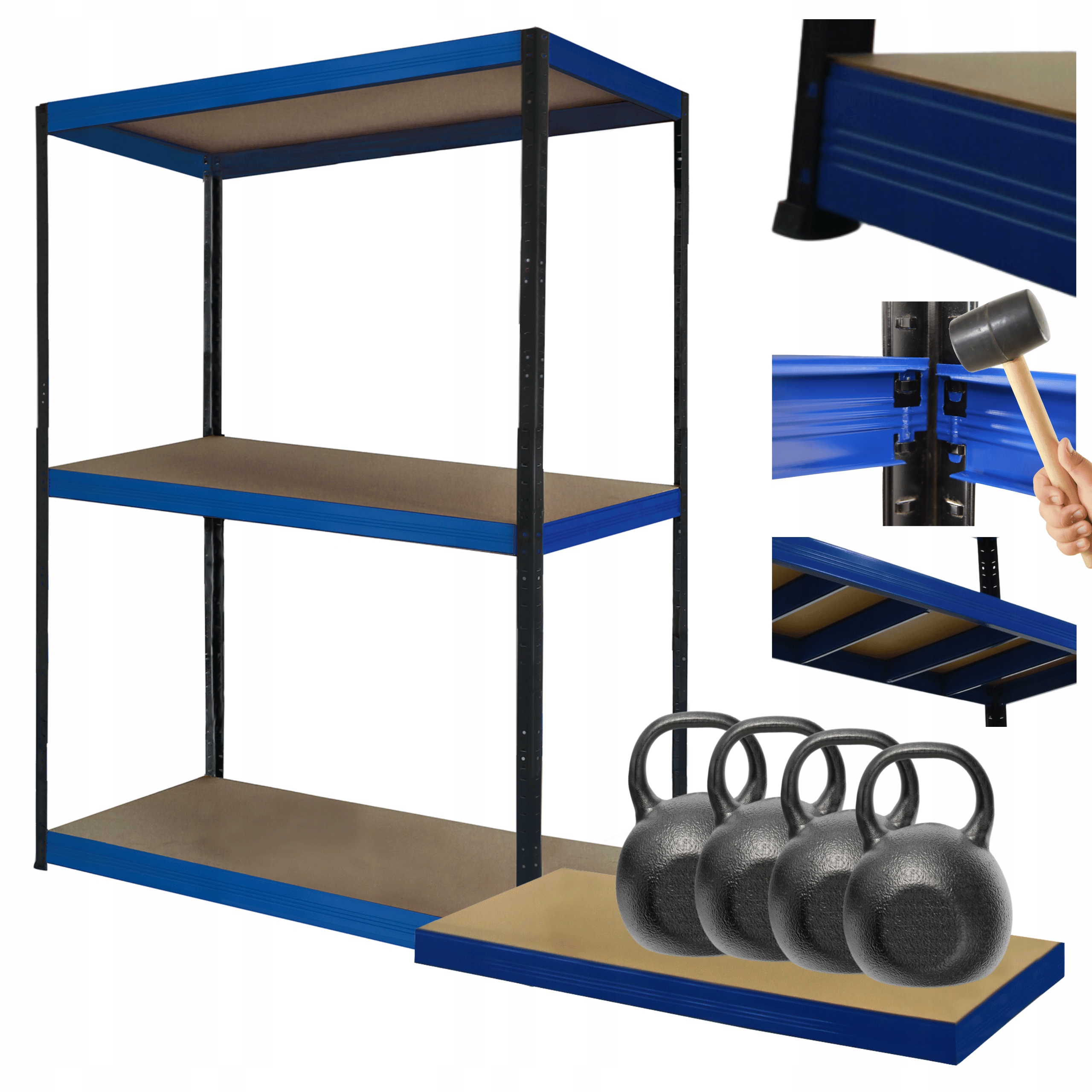 Skladovací regál garážový kovový stojan Helios 106x100x50 cm 3Px400 kg