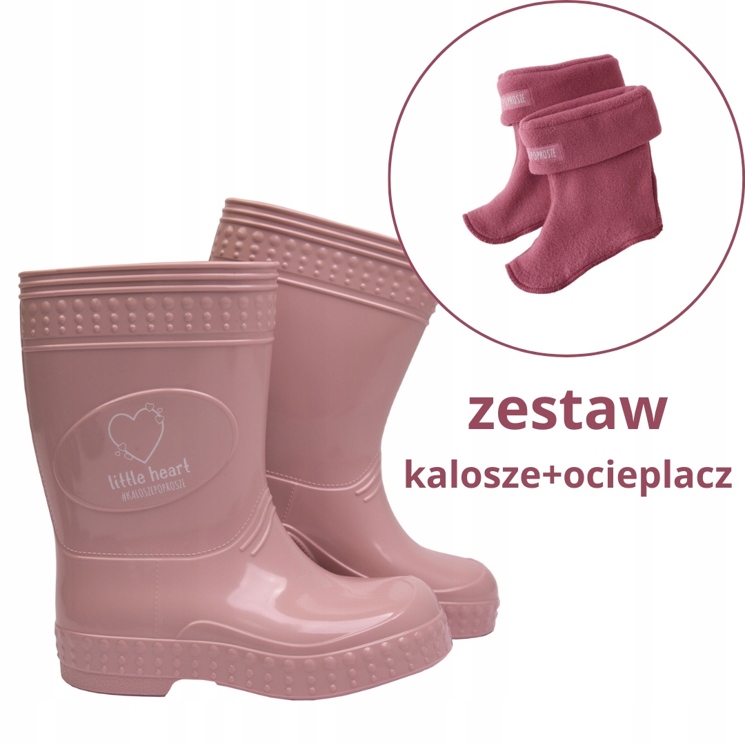 Kaloszepoprosze kalosze Różowe + ocieplacz L wrzosowy w cenie zestaw 31/32