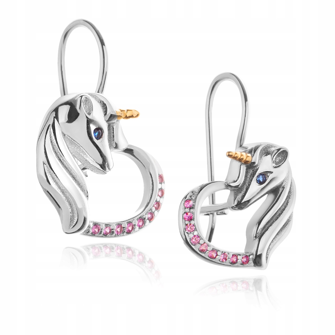 SREBRNE KOLCZYKI DZIECKA DZIEWCZYNKI JEDNOROŻEC