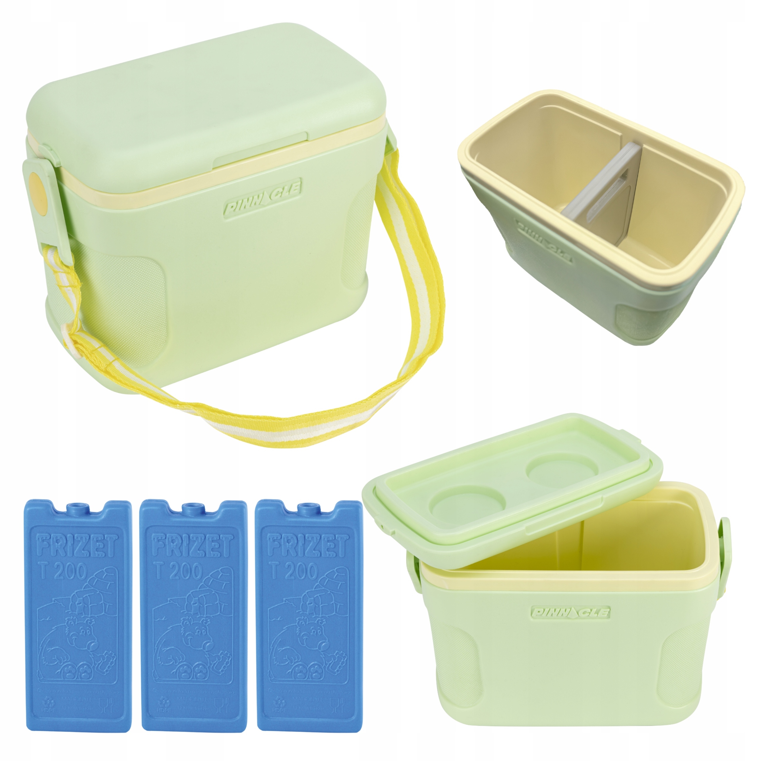 Lodówka Turystyczna Mała na Ramię 8L Zielona Pinnacle 4 wkłady chłodzące