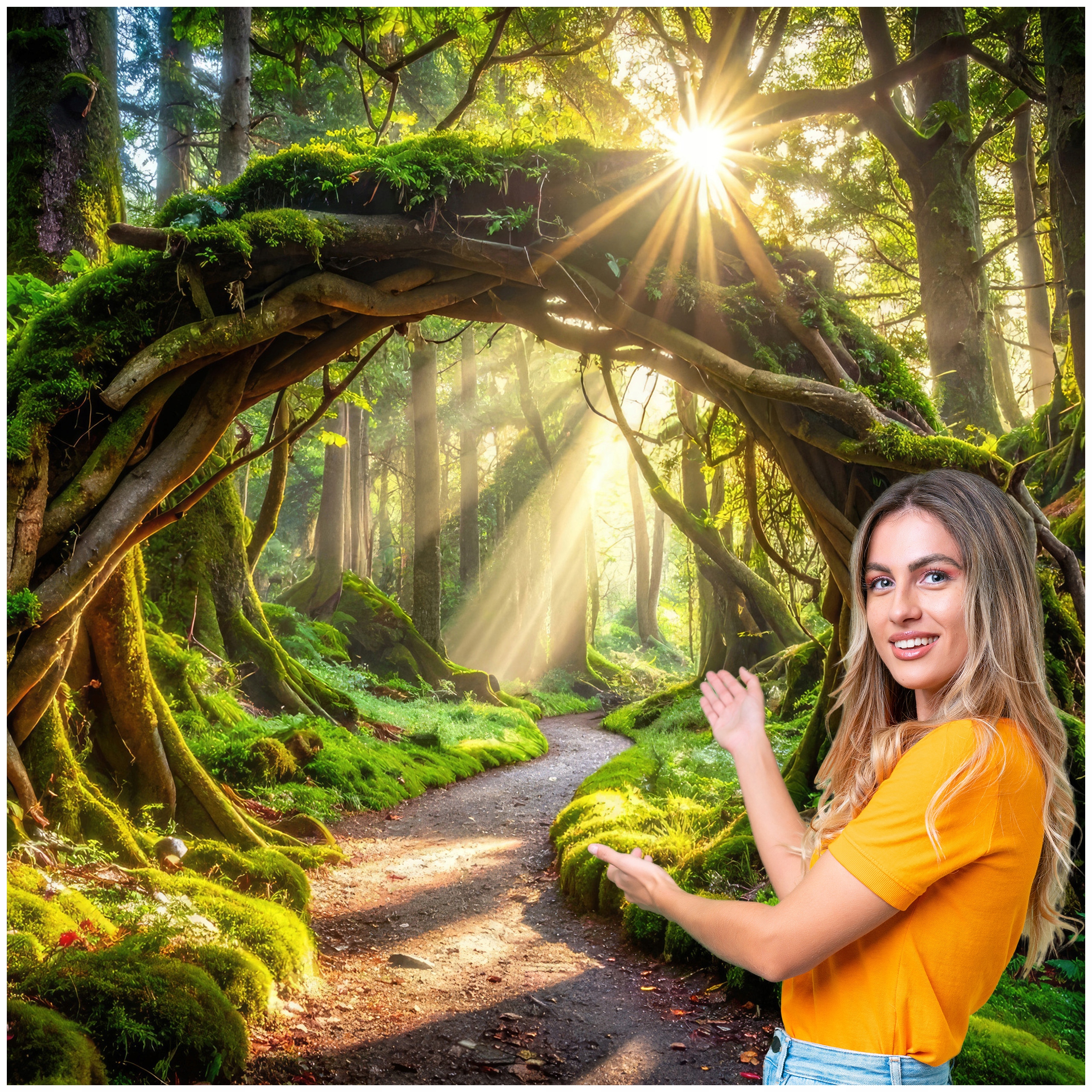 Fototapeta 3D Tunel Chodba Les Stromy Slunce 490x280 TUN30W