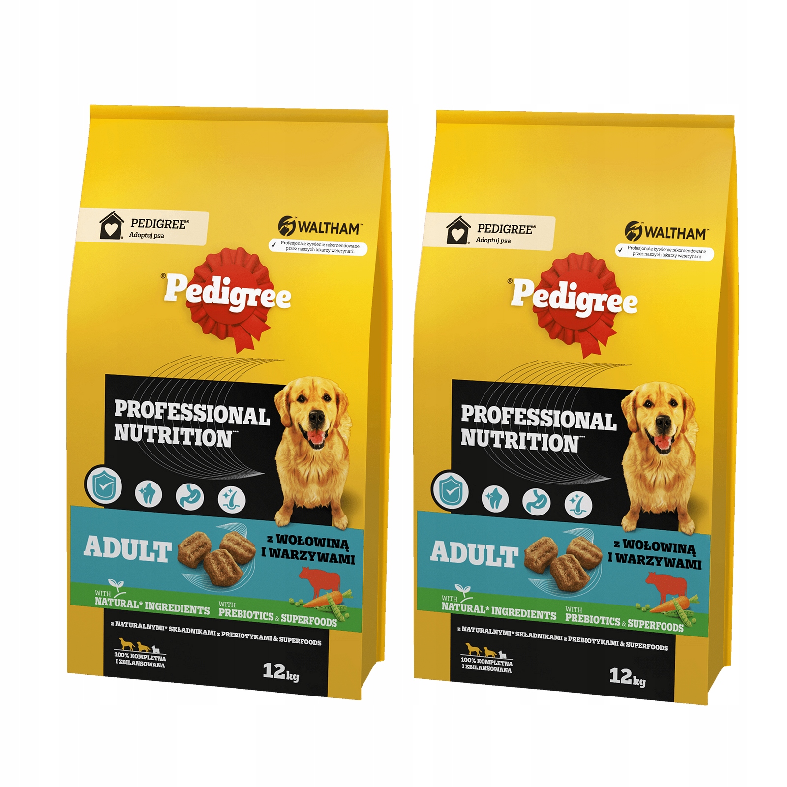 Levně Pedigree Adult 2x12kg hovězí Se Zeleninou Krmivo suché krmivo pro psy