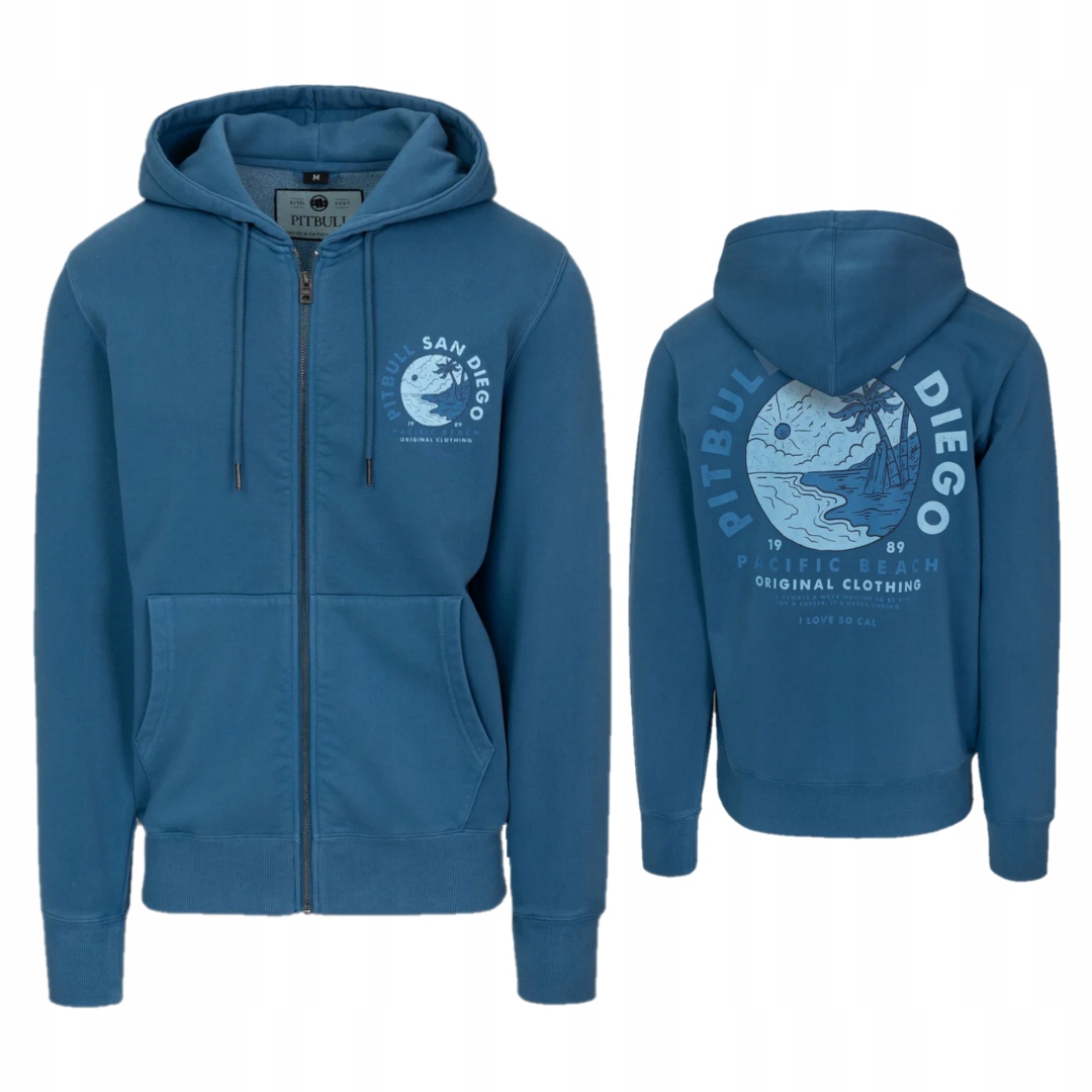 Pitbull West Coast Rozepínací Mikina Washed Planet Surf Modrá XL