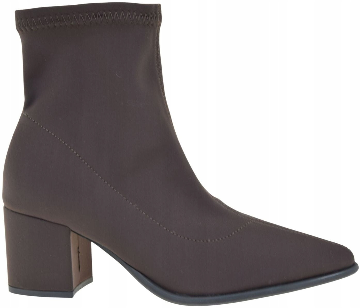 Dámské kotníkové boty čokoládově hnědé s lycrou na podpatku Nicole 2844 VEL.38