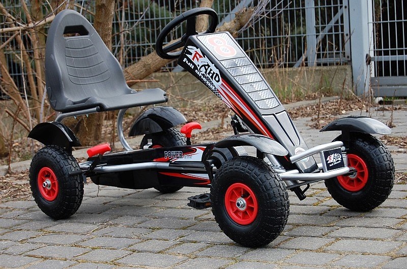 GOKART NA PEDAŁY POMPOWANE KOŁA 5-12 lat, do 60 kg Długość pojazdu 121 cm