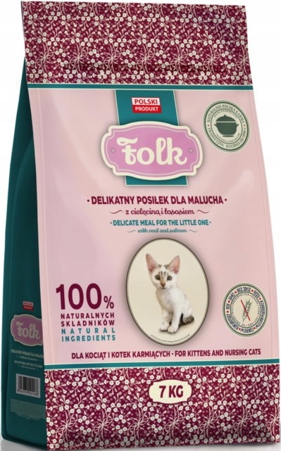 Karma sucha dla kota Folk bezzbożowa cielęcina 7 kg dla kociąt