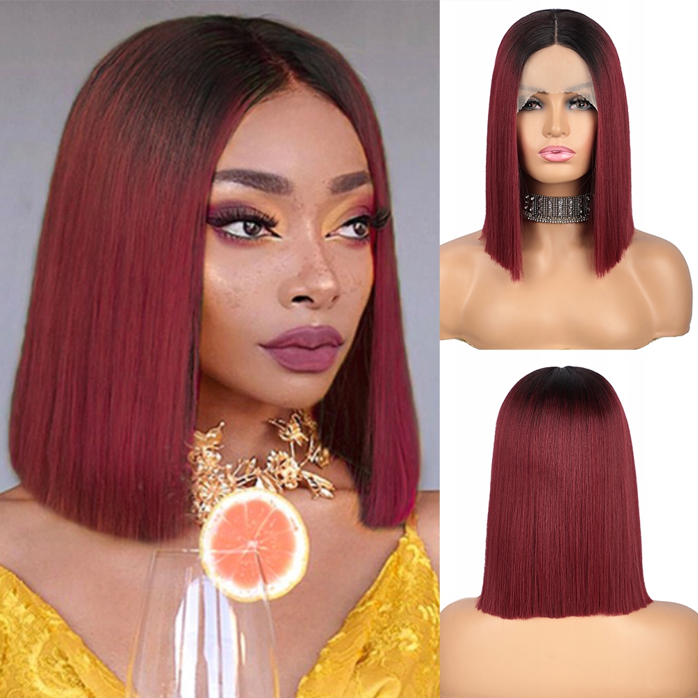 Vínová mikádo paruka Rebecca se síťkou (lace front)