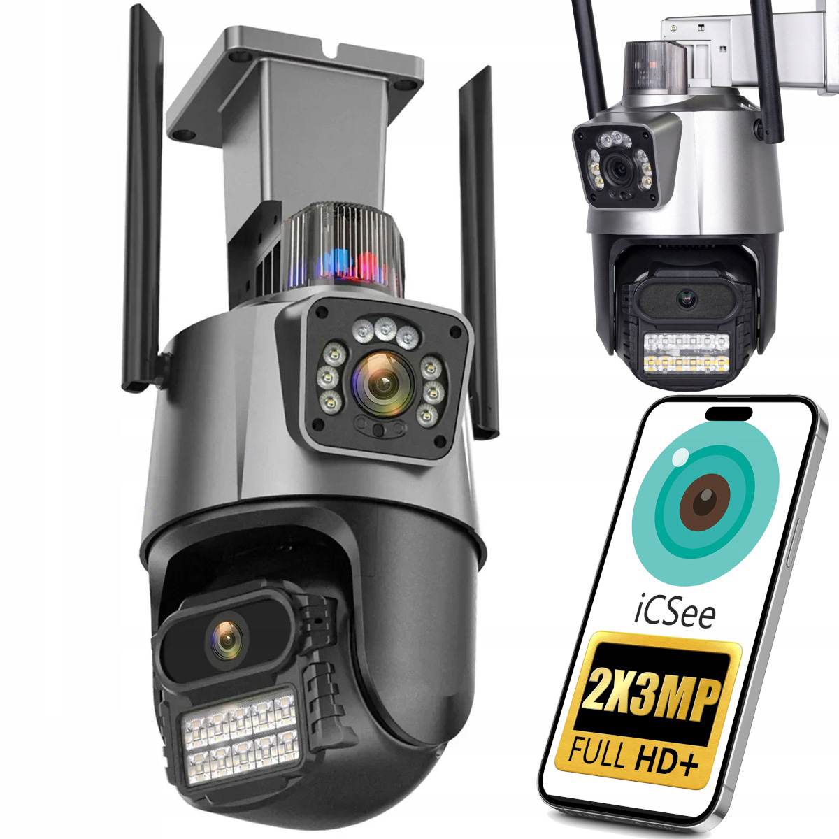 PODWÓJNA KAMERA 2W1 ZEWNĘTRZNA OBROTOWA IP WIFI FULL HD+ DO MONITORINGU 6MP