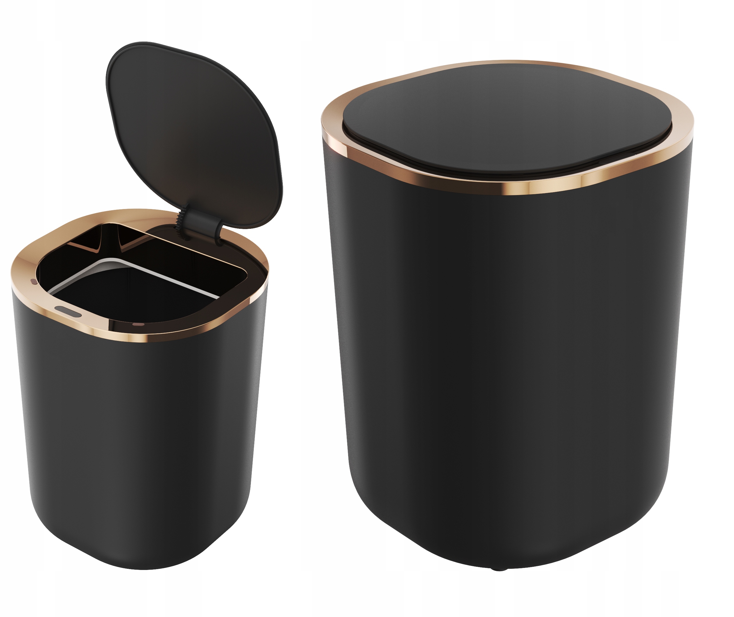 Černý Rosegold Odpadkový Koš Do Koupelny Na Toaletu Bezdotykový 12 L