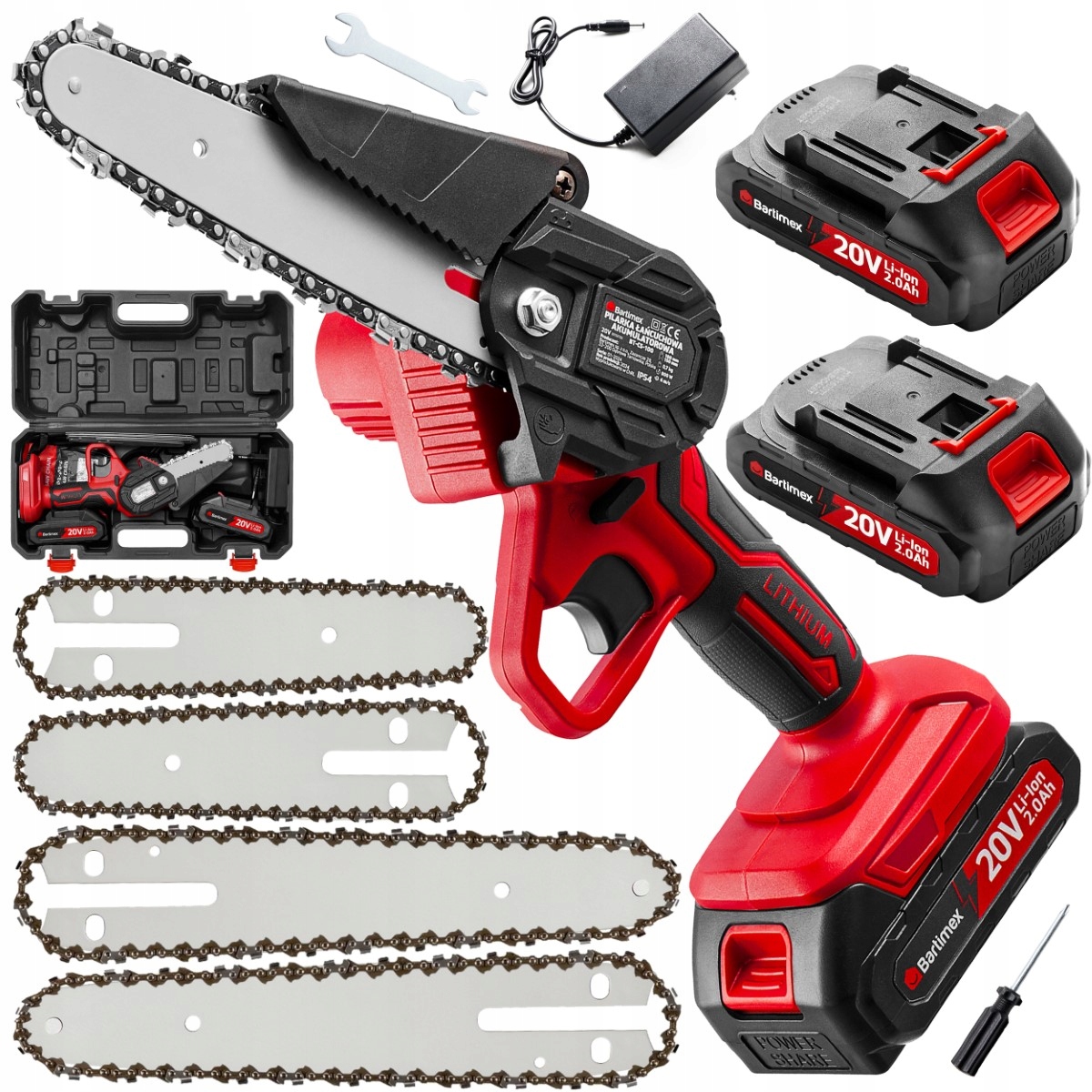 Pilarka Akumulatorowa Piła Łańcuchowa 20V 800W 2 akumulatory 2,0Ah BARTIMEX