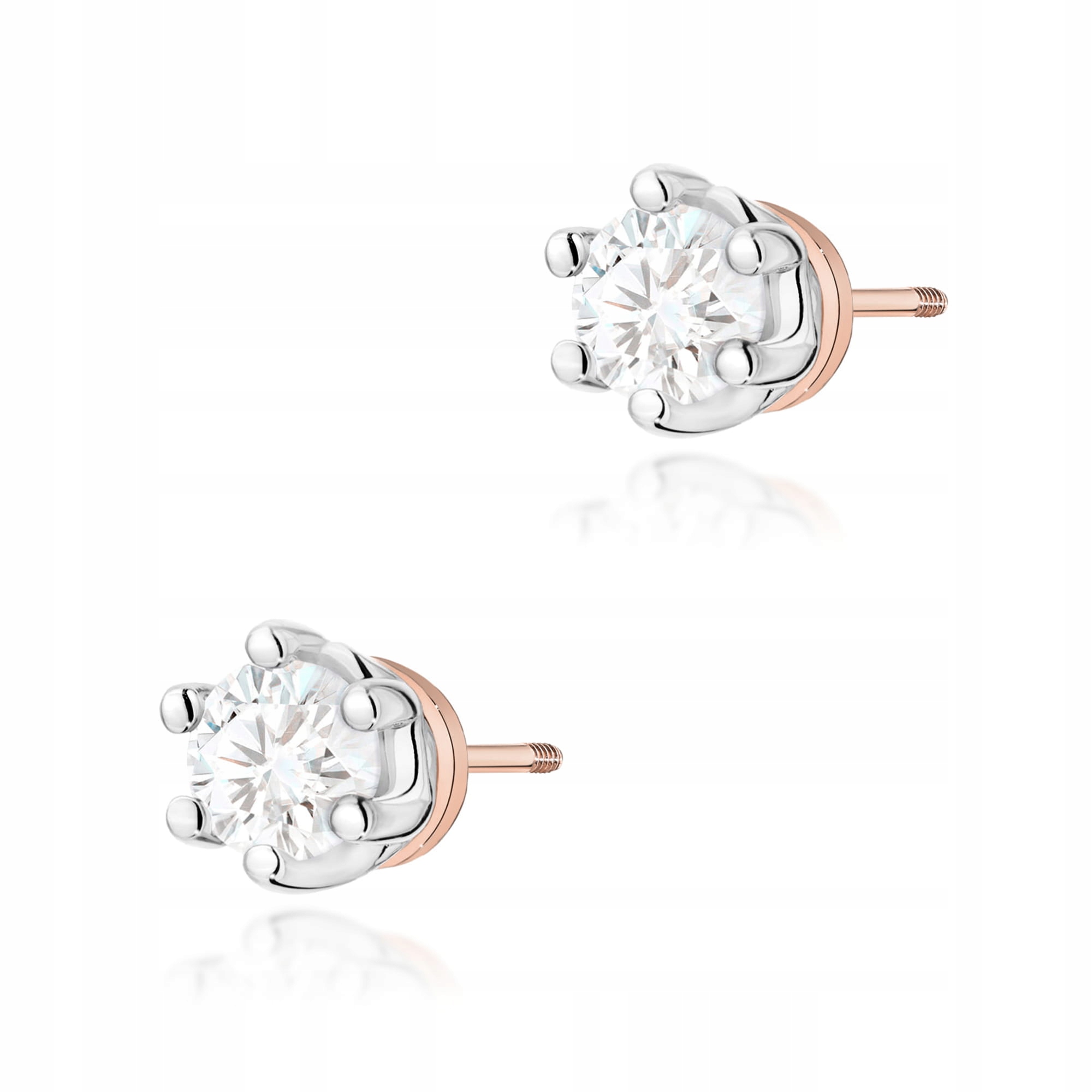 Náušnice z růžového zlata 585 diamanty lab 2x0,15 ct šroubovací tyčinky