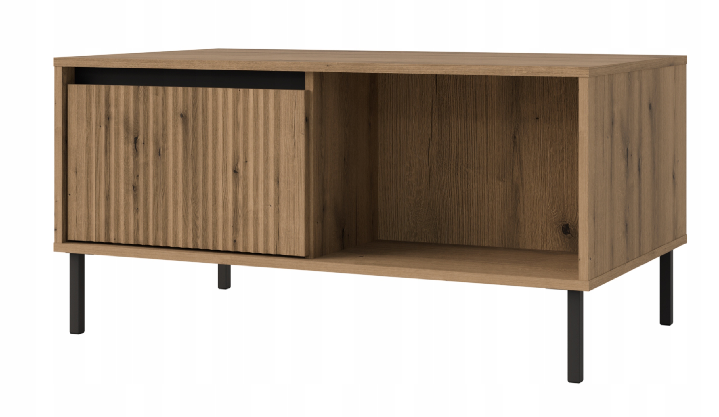 Kávový stolek Osaka se dvěma zásuvkami a rýhovanou přední částí, 100 cm, dub evoke