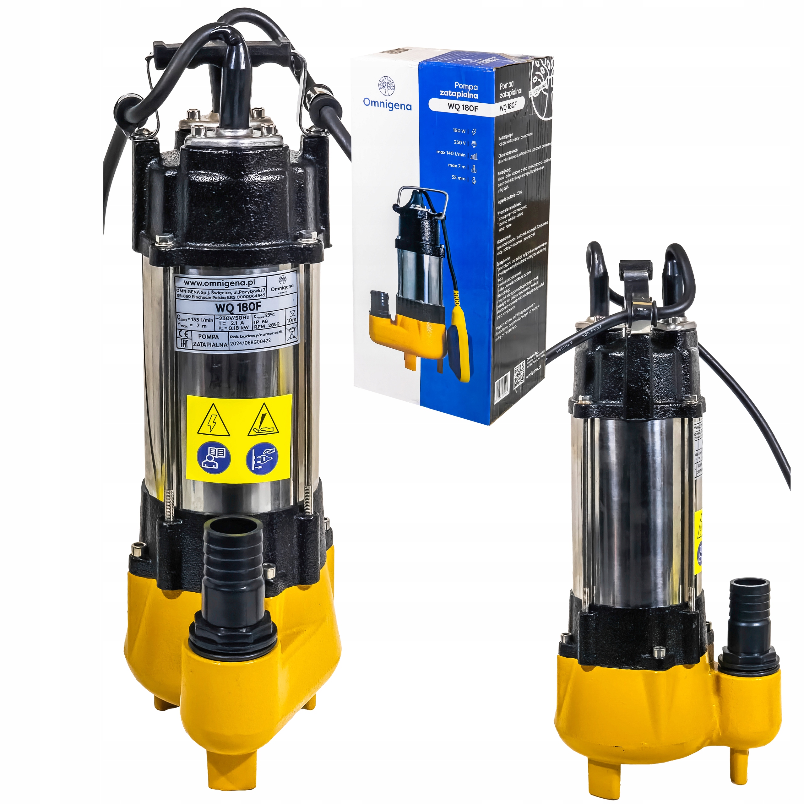 Pompa Zatapialna Do Wody Brudnej Czystej Ścieków Wq 180F 230V Z Pływakiem
