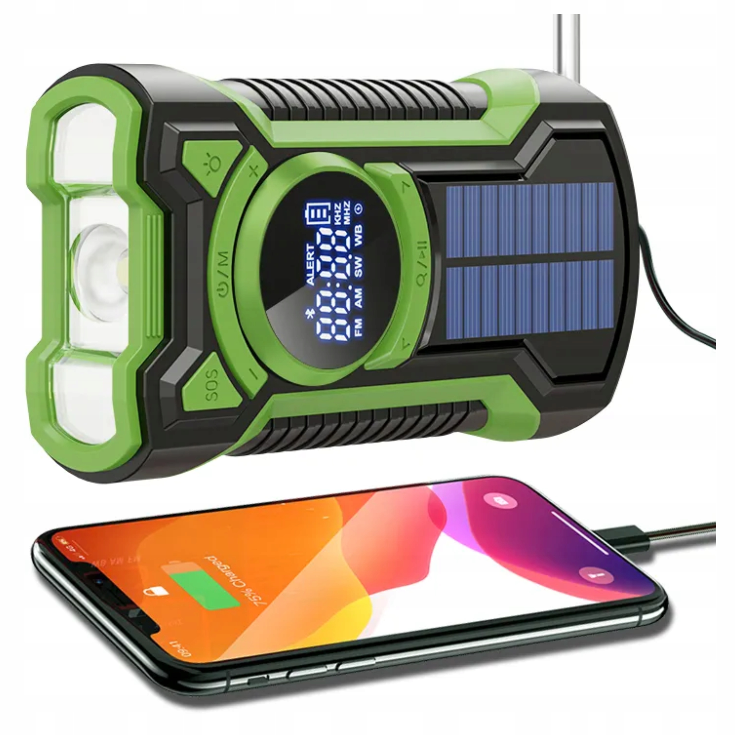 Przenośne Radio Solarne Korbka Alarm Dynamo Awaryjne Latarka 5000mAh JB-07G