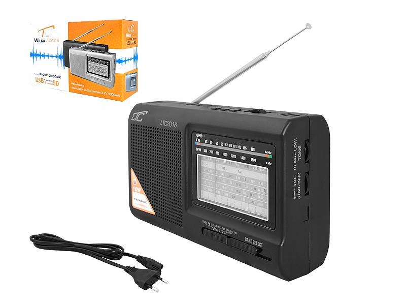MAŁE RADIO PRZENOŚNE WILGA USB.SD.AKUM.CZARNE LTC Model WILGA LTC 2016