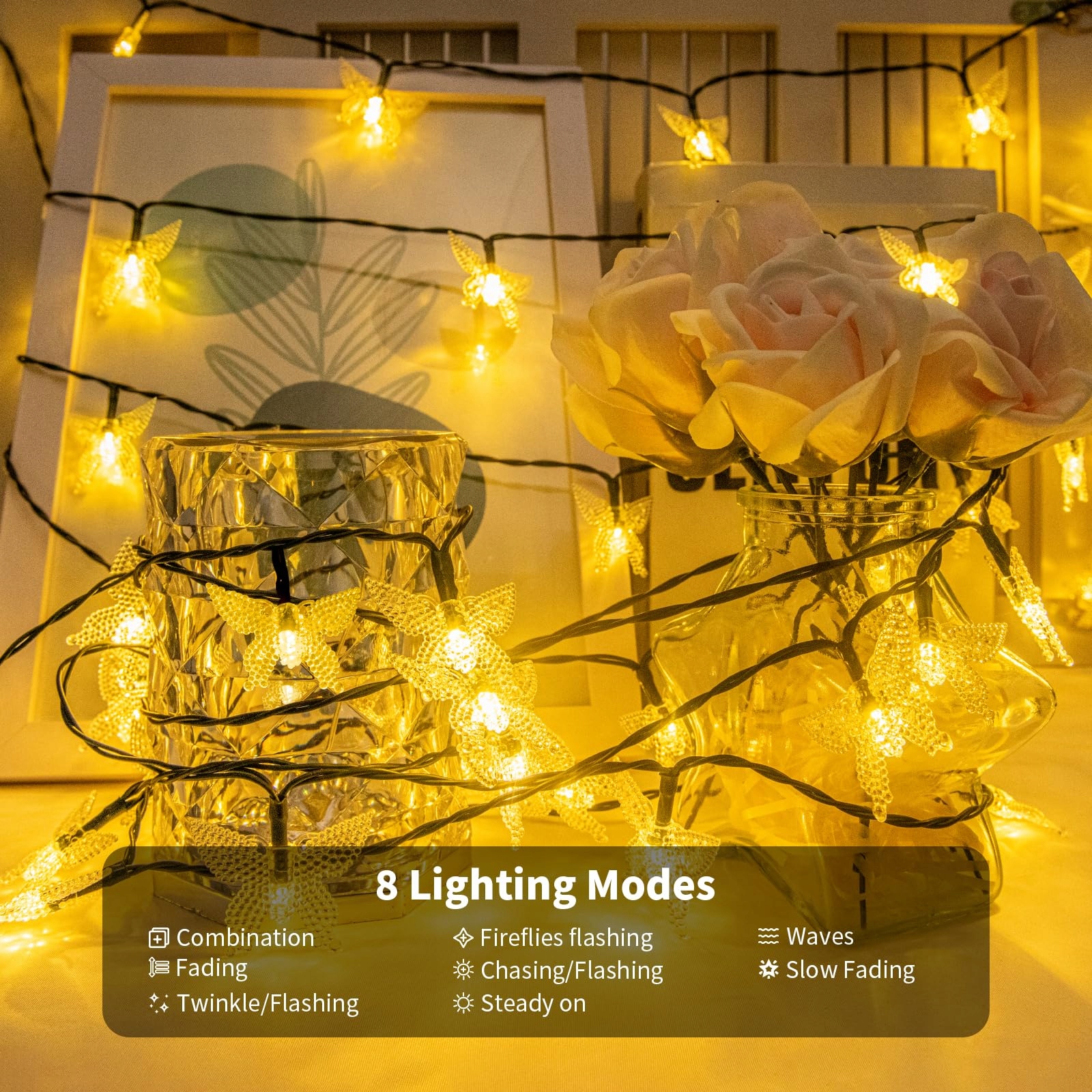 ISISYU Solarna Girlanda Motyle 5M 20 LED Ogród Balkon Taras IP65 — miniatura 4