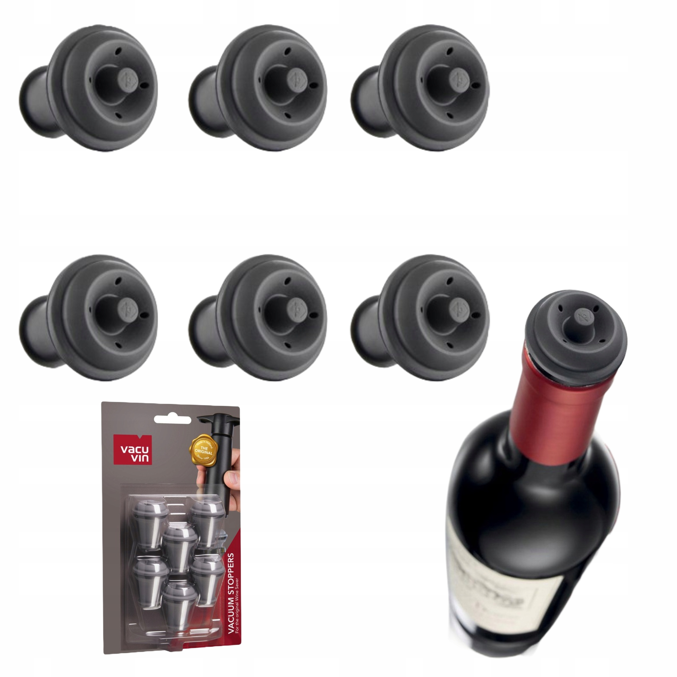 

Korki Próżniowe do Wina korek zatyczka x6 Vacu Vin