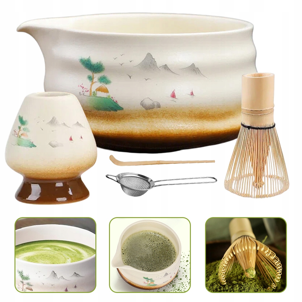 Dárková Sada Na Čaj Matcha 5-DÍLNÁ Sada Podstavec Lžička