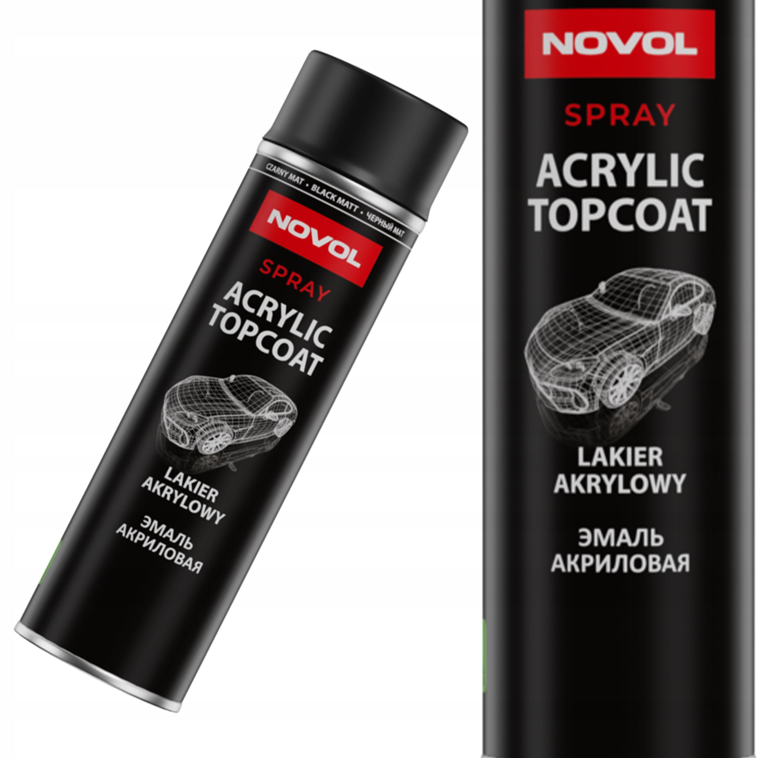 Lakier akrylowy Czarny Mat spray Novol Acrylic Topcoat 500ml