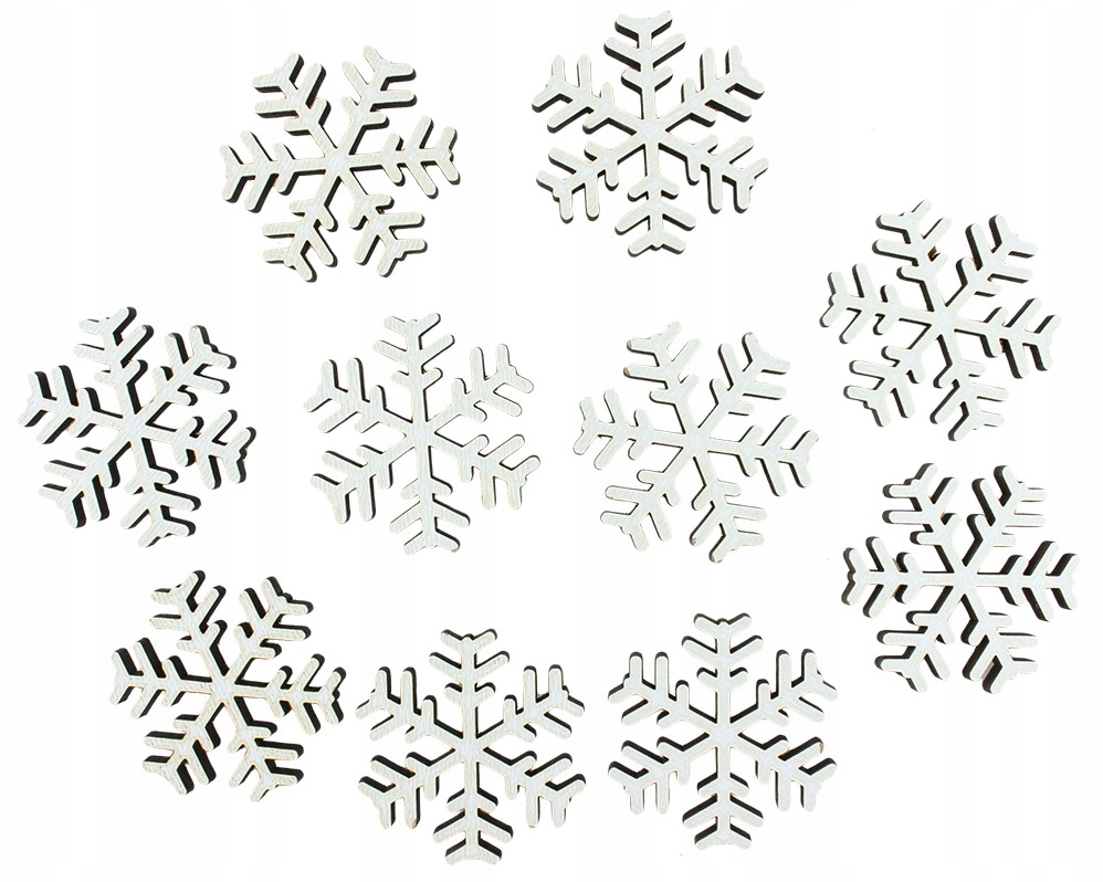 ŚNIEŻYNKI DREWNIANE STROIK CHOINKĘ 3cm Białe 10szt