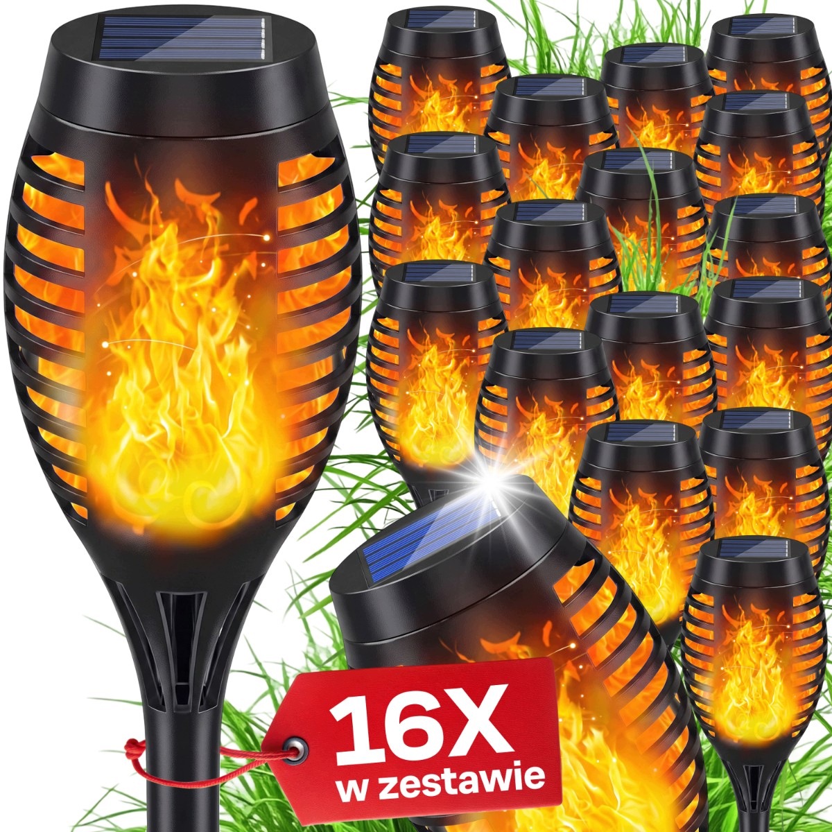 16X Solární Zahradní Lampa Led Pochodeň Plamen Oheň Do Zahrady Set