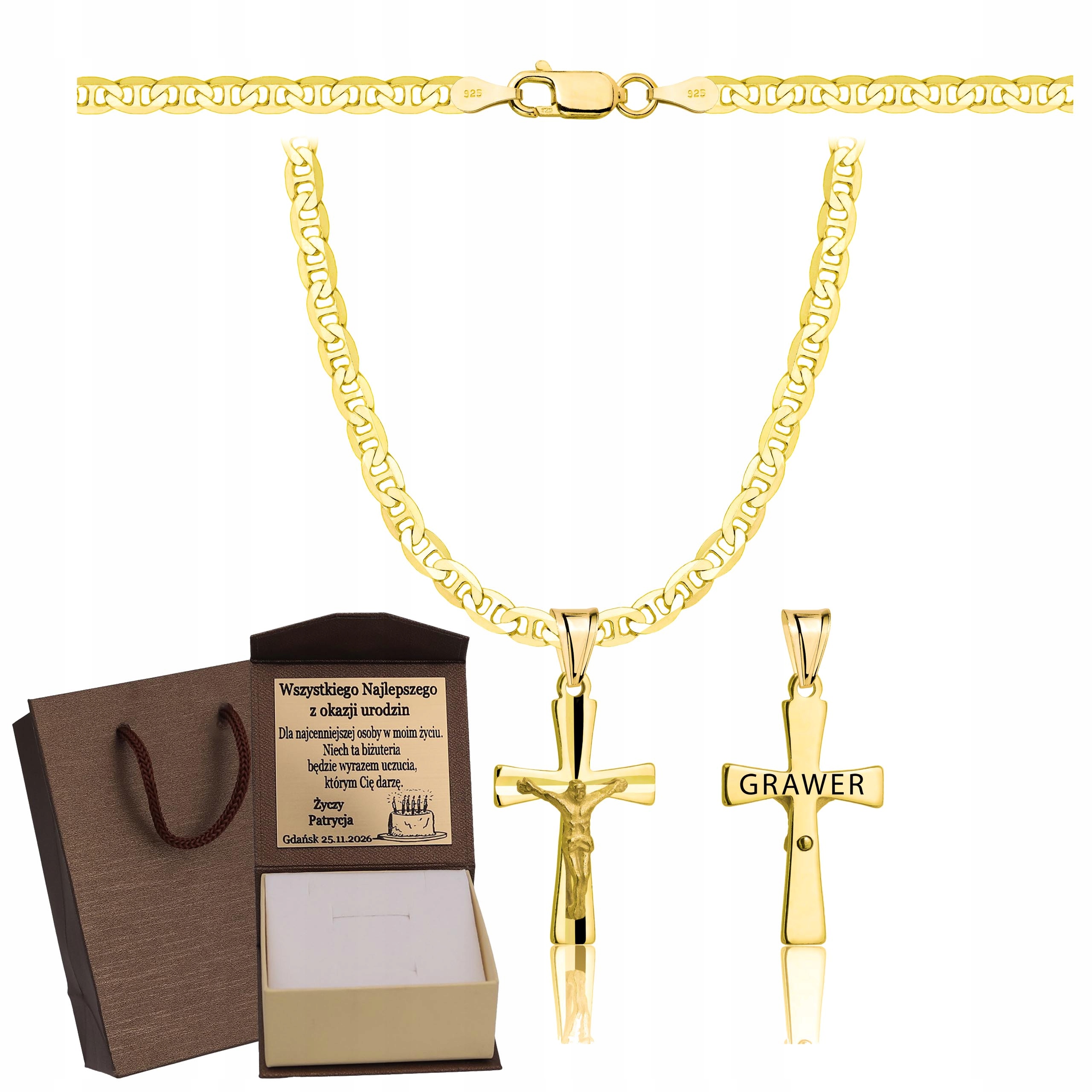 Gucci Řetízek Řetízek S Křížkem Ryzost 925 S Celým Řetízkem Gravírování Bonus